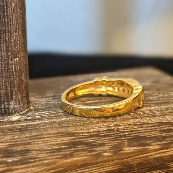 925 Yellow Tone X Possible Diamond Band Ring Size 10 - Picture 3 of 8